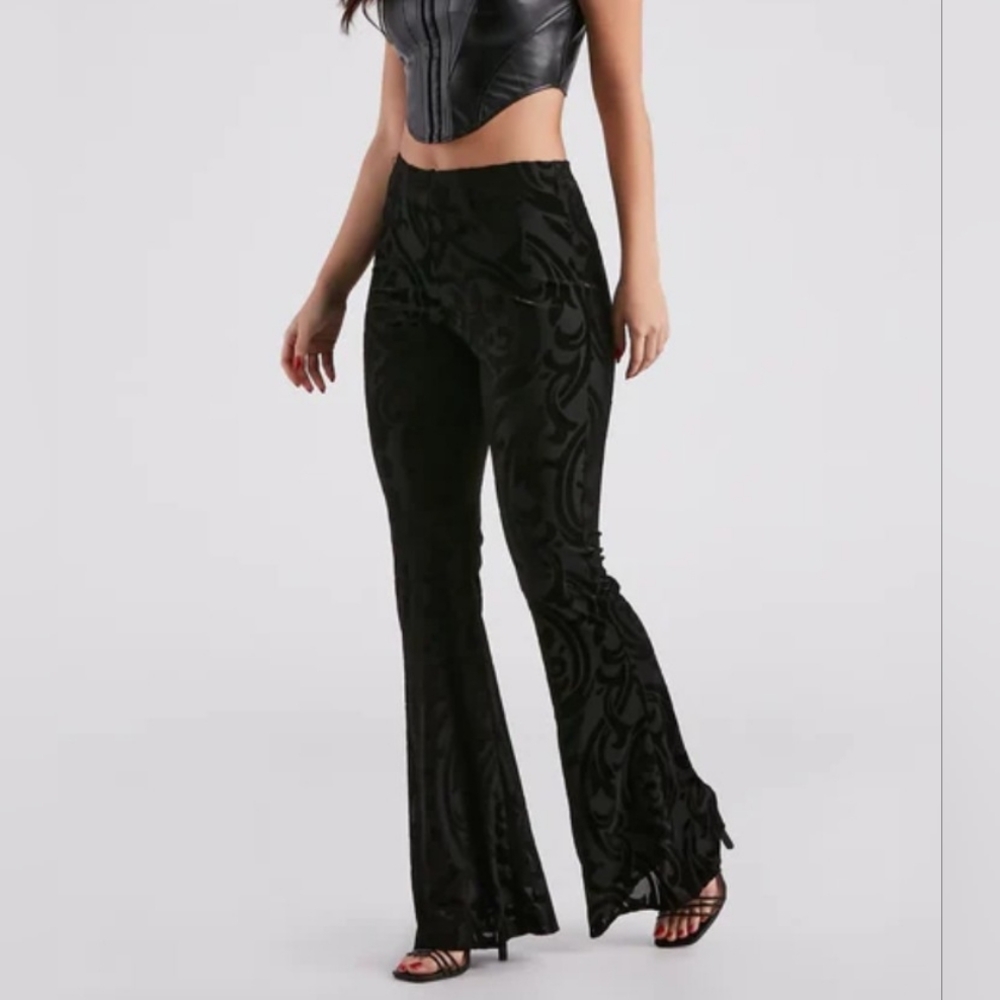 Tiger Mist Velvet/Mesh Flare Pants Women's Size S/M
